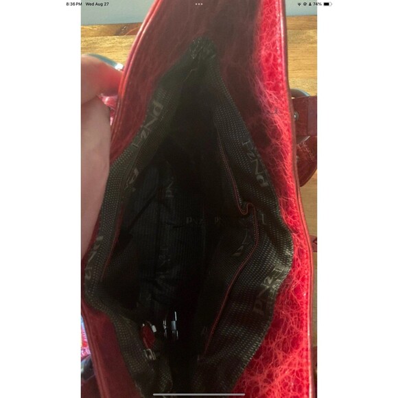 The Find Red Leather Alligator Studded Shoulder Purse Double Handles **READ** - Picture 4 of 11